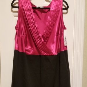Lovely pink satin dress with black skirt